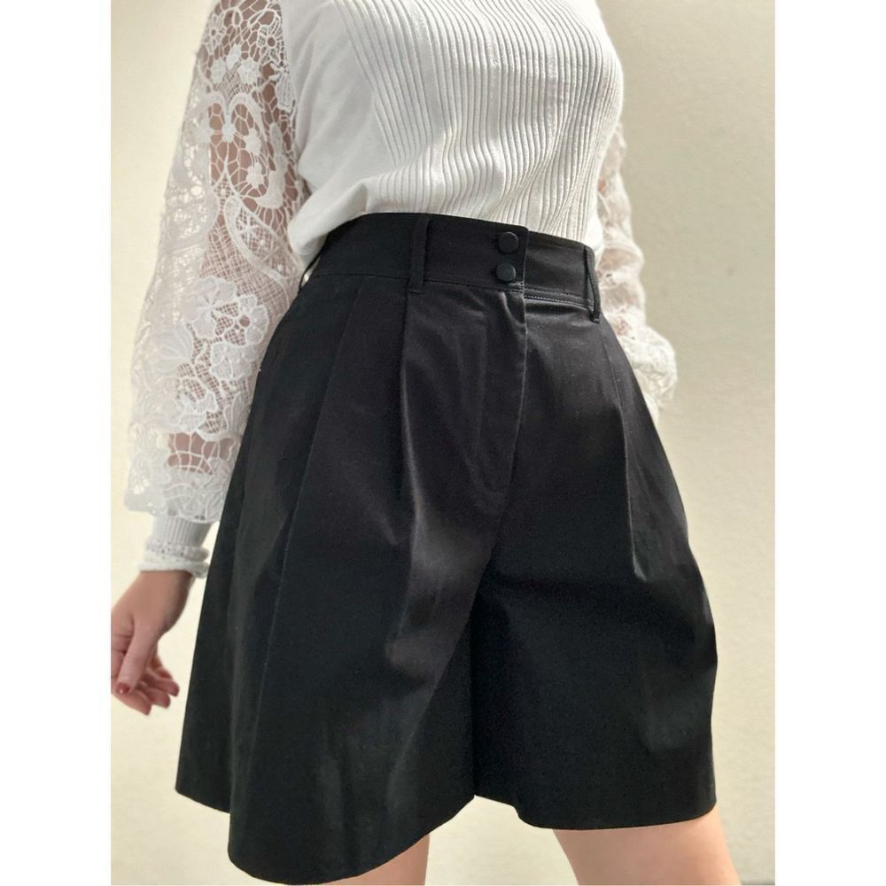 NWT Rebecca Taylor Black Cotton Skort Culottes Size 2